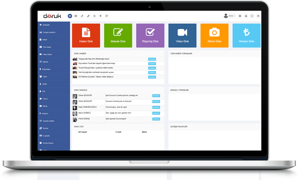 doruk haber yazılımı özellikleri